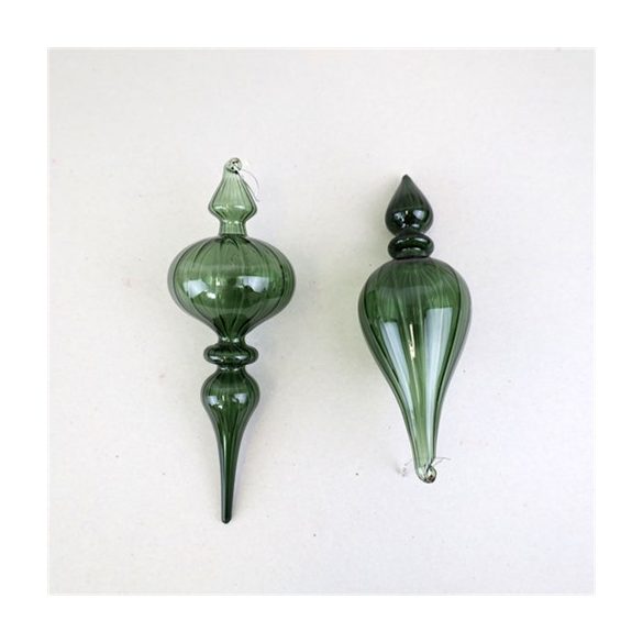 Karácsonyfadísz üveg 20/24xm - Álátszó zöld S/2