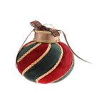 Gömb textil akasztós 11x20cm csíkos - Piros/zöld