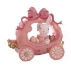 Nyuszi hintóban 20cm poly - Rózsaszín