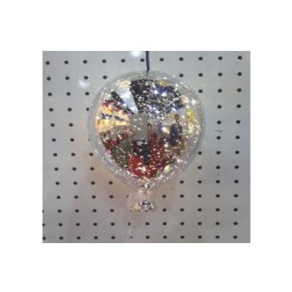 Üveg gömb LED-es 14x14x20cm - Ezüst