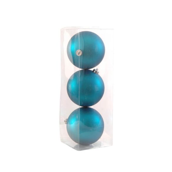 Gömb műanyag 15cm - Matt türkiz kék S/3