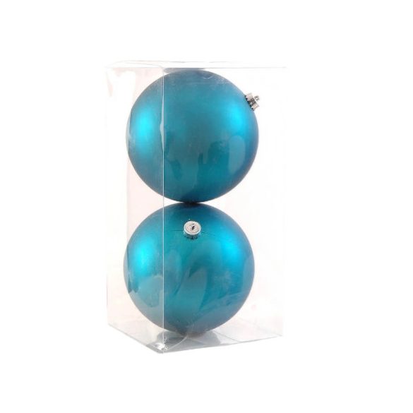 Gömb műanyag 20cm - Matt türkiz kék S/2