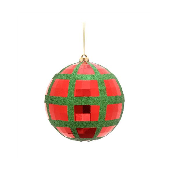 Gömb műanyag disco 20cm - Piros/zöld