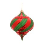 Gömb műanyag hagyma alak 20cm - Zöld/piros