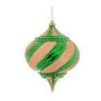 Gömb műanyag hagyma alak 20cm - Zöld/arany