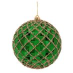 Gömb műanyag 20cm - Zöld/arany