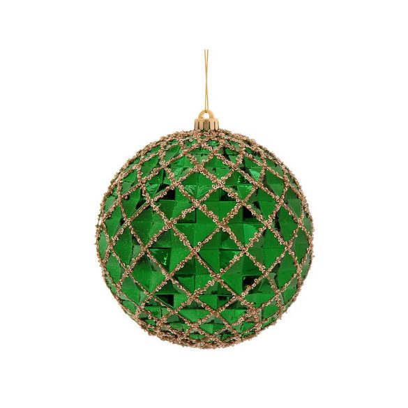 Gömb műanyag 20cm - Zöld/arany