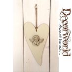 Fa szív natúr angyallal 13,5x25cm