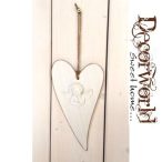 Fa szív fehér angyallal 13,5x25cm