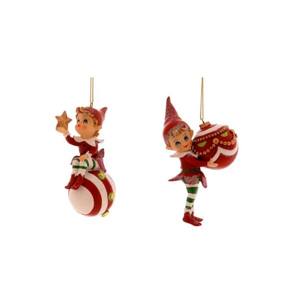 Elf manó gömbel 11cm poly - 2féle