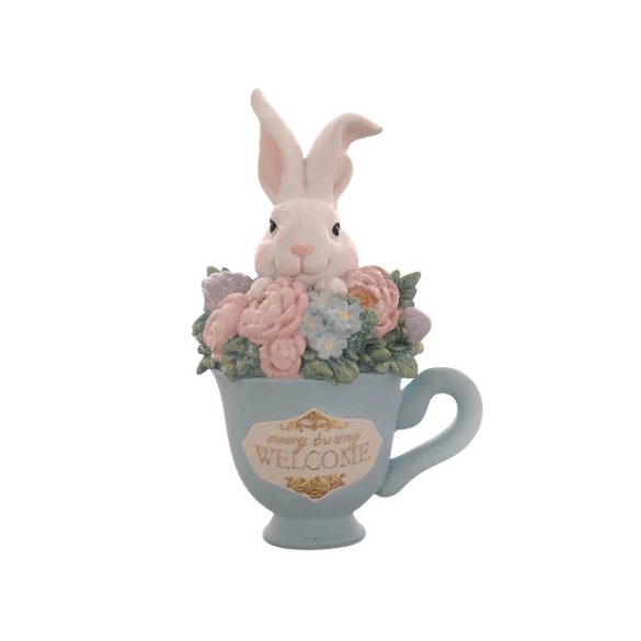 Nyúl teáscsészében poly 16,2cm - Kék