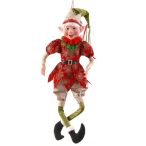   Elf manó akasztós 91cm - Piros/zöld/arany2/6-91cm Red/green/gold hanging posable elf orn