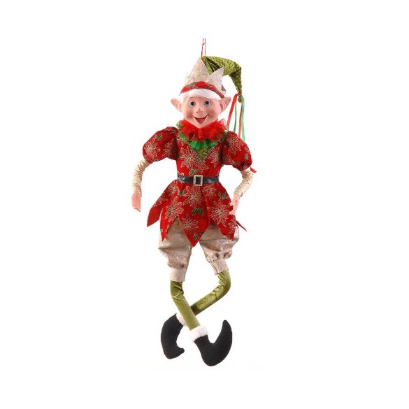 Elf manó akasztós 91cm - Piros/zöld/arany2/6-91cm Red/green/gold hanging posable elf orn