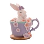 Nyúl bögrében poly 15,5cm - Lila