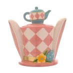 Sütemény tartó nyúl kalap teáscsészével kerámia 26cm