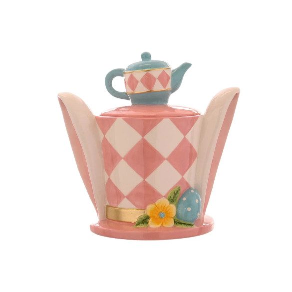 Sütemény tartó nyúl kalap teáscsészével kerámia 26cm