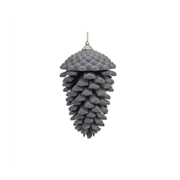 Toboz flokkolt, akasztós 14x8cm - Szürke S/2