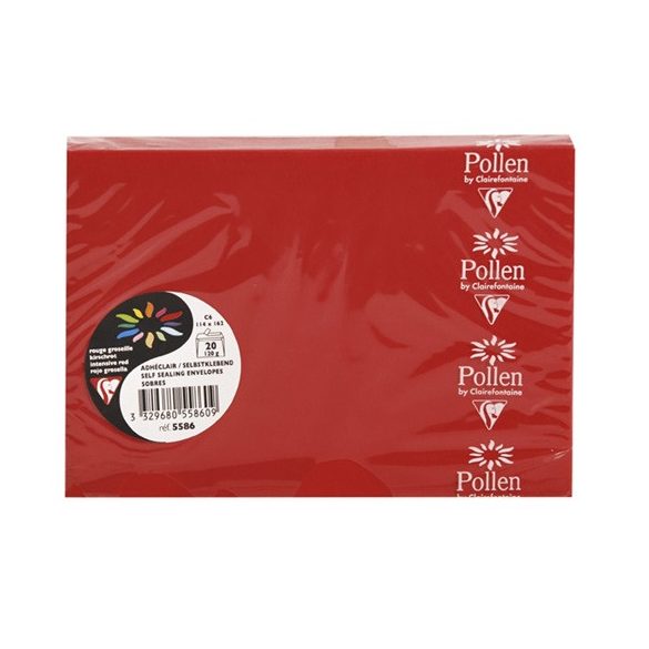 Boríték Clairefontaine Pollen LC/6 szilikonos - Intenzív piros 5586C /DB