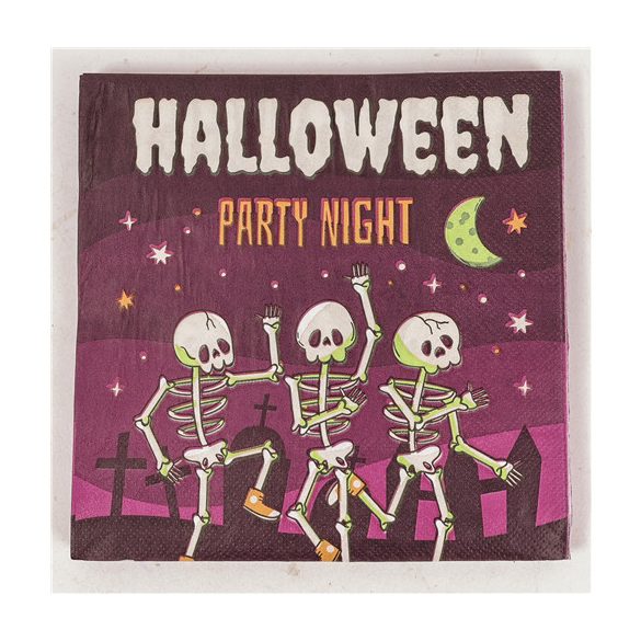 Party szalvéta 33x33cm - Halloweeni csontvázak (20db/csom)