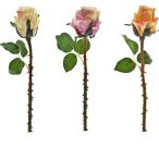 Selyemvirág rózsa bimbós 36 cm - 3 színebn