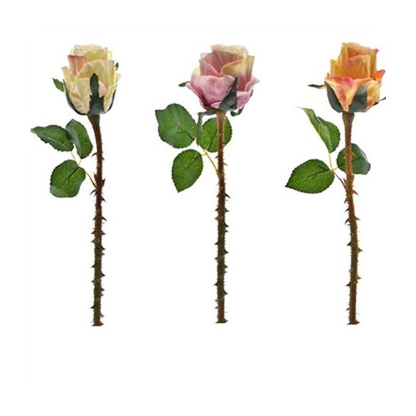 Selyemvirág rózsa bimbós 36 cm - 3 színebn