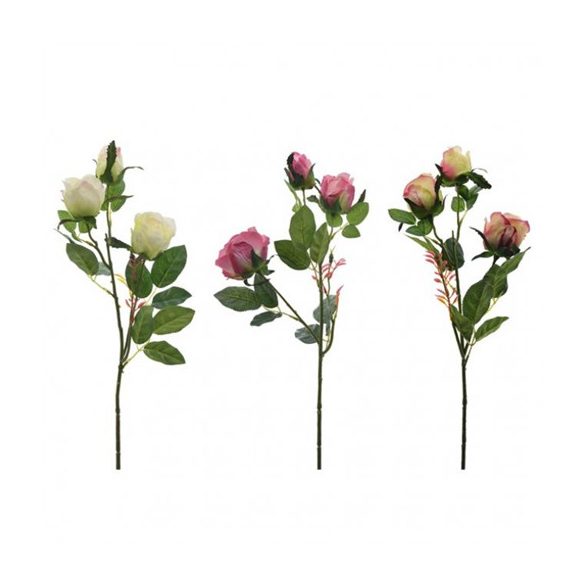 Selyemvirág Rózsa csokros 65cm 3 féle