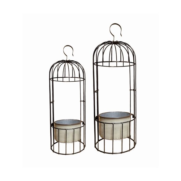 Kaspó fém kalitka S/2 krém 55 cm x 16 cm, 66 cm x 23 cm