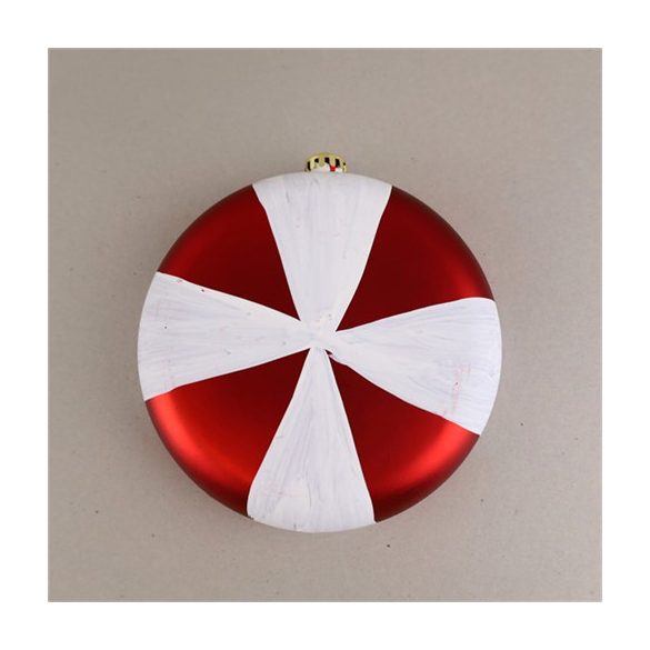 Karácsonydísz cukor 20cm akasztós műanyag -  Piros/fehér