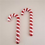 Karácsonydísz sétapálca 25 cm akasztós -  Piros S/2