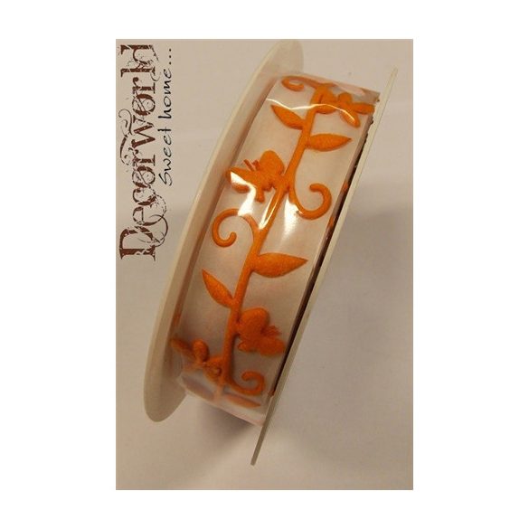 Filc áttört virágos szalag narancs