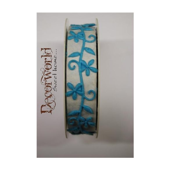 Filc áttört virágos szalag kék