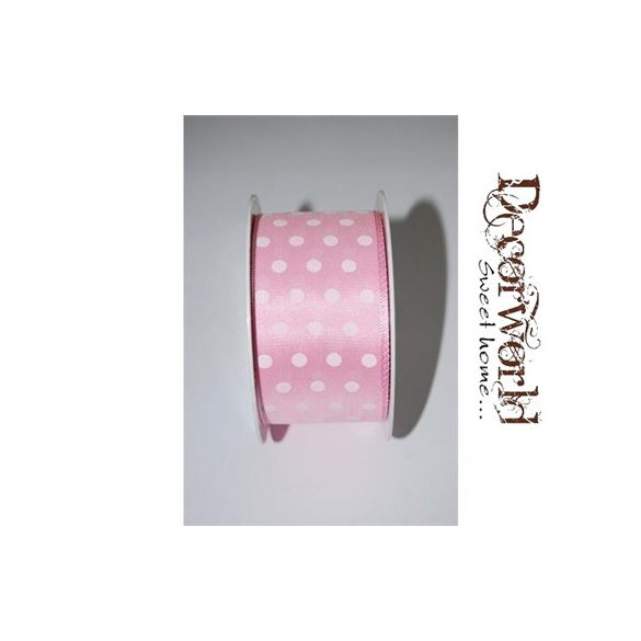 Szatén szalag pöttyös r.szín 4cm/10m
