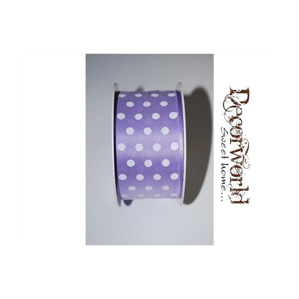 Szatén szalag pöttyös lila 4cm/10m