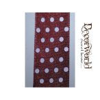 Szatén szalag pöttyös cs. barna 4cm/10m