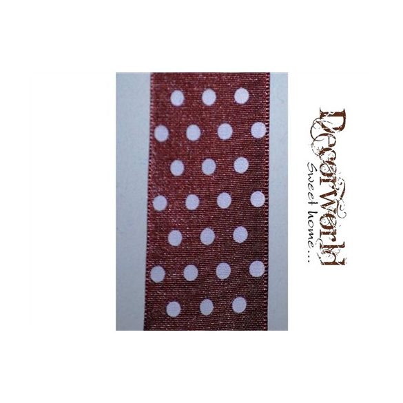 Szatén szalag pöttyös cs. barna 4cm/10m