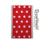 Szatén szalag pöttyös piros 4cm/10m