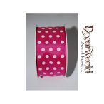 Szatén szalag pöttyös ciklámen fehér 4cm/10m