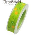 Trinidad szalag virágos textil 25mmx10m - Zöld-narancs