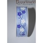 Trinidad szalag virágos textil 25mmx10m - Kék-fehér