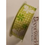   Im Grünen szalag kockás-pillangós textil 25mmx10m - Zöld-fehér