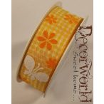   Im Grünen szalag kockás-pillangós textil 25mmx10m - Sárga-fehér