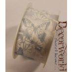   Zauberhaft szalag virágos-pillangós textil 40mmx10m - Szürke-fehér