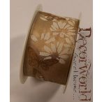   Zauberhaft szalag virágos-pillangós textil 40mmx10m - Barna-fehér