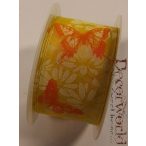   Zauberhaft szalag virágos-pillangós textil 40mmx10m - Sárga-fehér