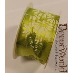   Zauberhaft szalag virágos-pillangós textil 40mmx10m - Zöld-fehér