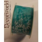   Zauberhaft szalag virágos-pillangós textil 40mmx10m - Türkiz-fehér