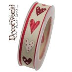 Szalag Heisse Liebe textil 25mm x 10m piros