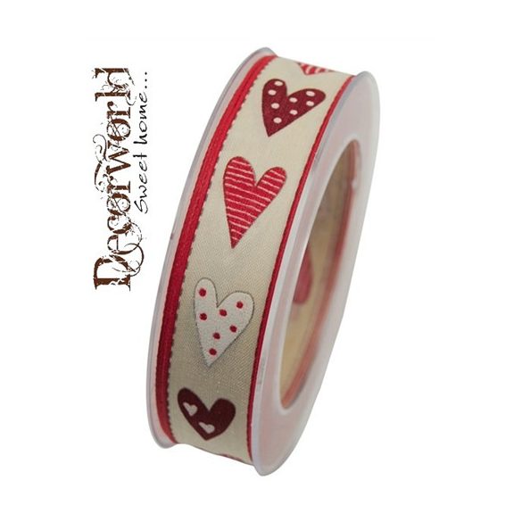 Szalag Heisse Liebe textil 25mm x 10m piros
