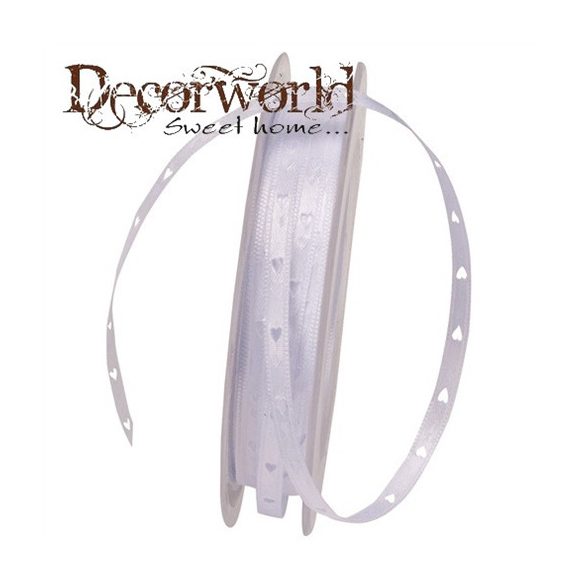 Szalag Honey szíves textil 6mmx10m fehér