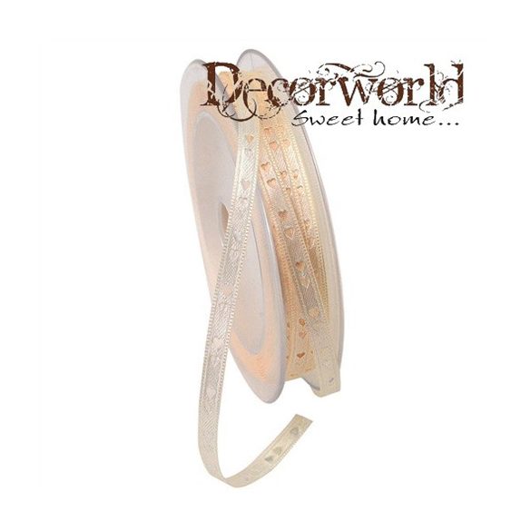 Szalag Honey szíves textil 6mmx10m krém